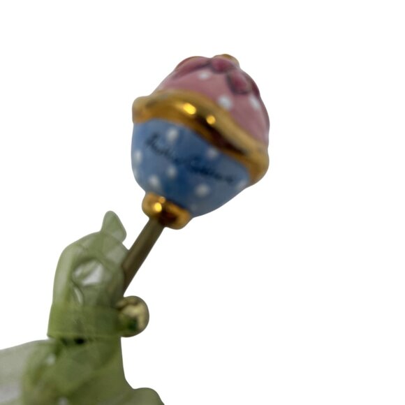 Heather Goldeminc Ceramic Baby Rattle Blue Sky Corp 2001 Polka Dot Floral Design - Picture 4 of 7